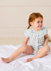 Esme Floral Swiss Voile Scallop Collar Pyjamas in Blue (18mths- 10yrs) NIGHTWEAR from Pepa London US