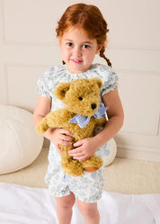 Esme Floral Swiss Voile Scallop Collar Pyjamas in Blue (18mths- 10yrs) NIGHTWEAR from Pepa London US