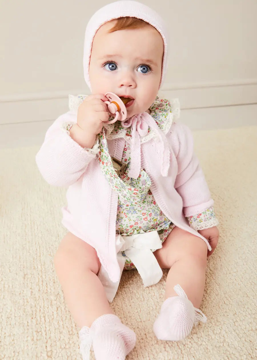 Lace Detail Knitted Booties in Pink Shoes from Pepa London US