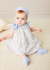 Ellis Sleeveless Dress with Bloomer and Bows in Blue Made with Liberty Fabric (1-12m) DRESSES from Pepa London US