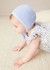 Lace Detail Knitted Bonnet in Blue (1-6mths) Knitted Accessories from Pepa London US
