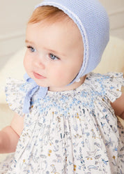 Lace Detail Knitted Bonnet in Blue (1-6mths) Knitted Accessories from Pepa London US