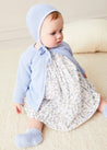 Lace Detail Knitted Bonnet in Blue (1-6mths) Knitted Accessories from Pepa London US