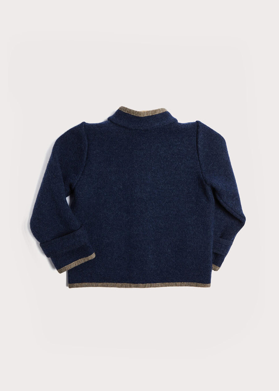 Austrian Single Breasted Contrast Trim Jacket in Blue (18mths-10yrs) Coats from Pepa London US