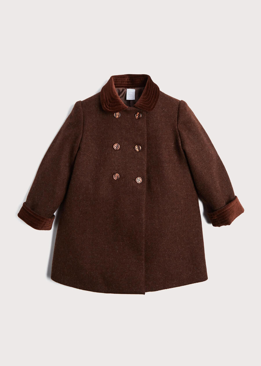 Traditional Double Breasted Coat in Brown (12mths-10yrs) COATS from Pepa London US