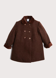Traditional Double Breasted Coat in Brown (12mths-10yrs) COATS from Pepa London US