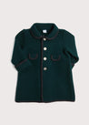 Austrian Single Breasted Coat With Grey Trim in Bottle Green (12mths-10yrs) Coats  from Pepa London US