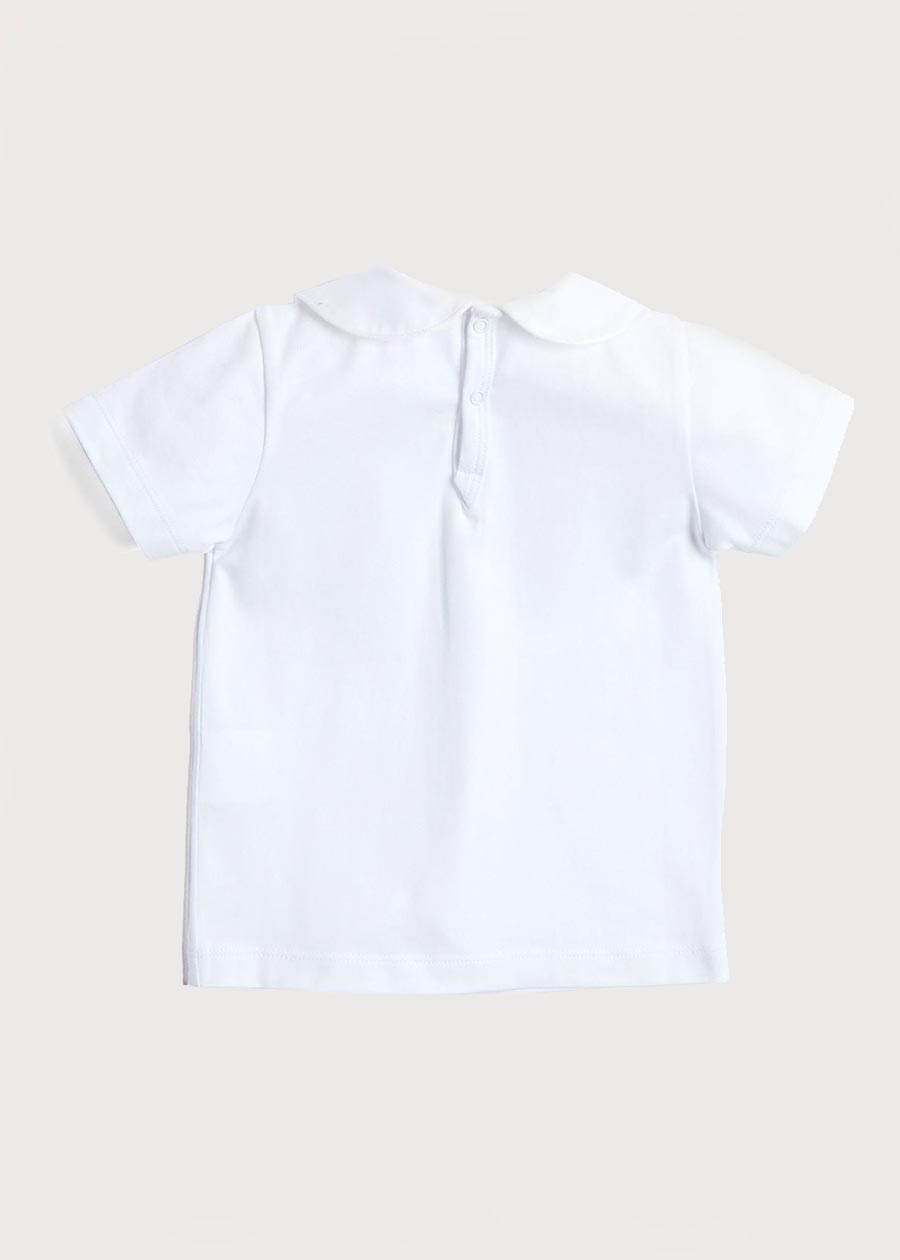 Button Detail Cotton Top in White (2-6yrs) Tops & Bodysuits from Pepa London US