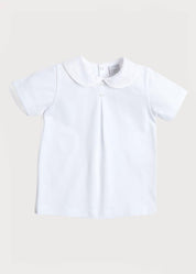 Button Detail Cotton Top in White (2-6yrs) Tops & Bodysuits from Pepa London US