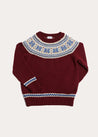 Classic Fair Isle Merino Wool Jumper in Burgundy (12mths-10yrs) Knitwear from Pepa London US