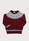 Classic Fair Isle Merino Wool Jumper in Burgundy (12mths-10yrs) Knitwear  from Pepa London US