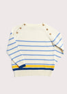 Contrast Stripe Mariner Jumper in White (6mths-10yrs) Knitwear  from Pepa London US