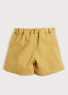 Herringbone Leather Button Shorts in Mustard (4-10yrs) Shorts  from Pepa London