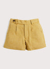 Herringbone Leather Button Shorts in Mustard (4-10yrs) Shorts  from Pepa London US