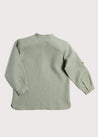 Mandarin Collar Linen Shirt in Khaki Green (4-10yrs) Shirts  from Pepa London US