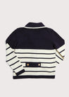 Nautical Knot Motif Stripe Cardigan in Navy (12mths-10yrs) Knitwear  from Pepa London US