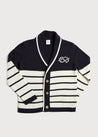 Nautical Knot Motif Stripe Cardigan in Navy (12mths-10yrs) Knitwear  from Pepa London US