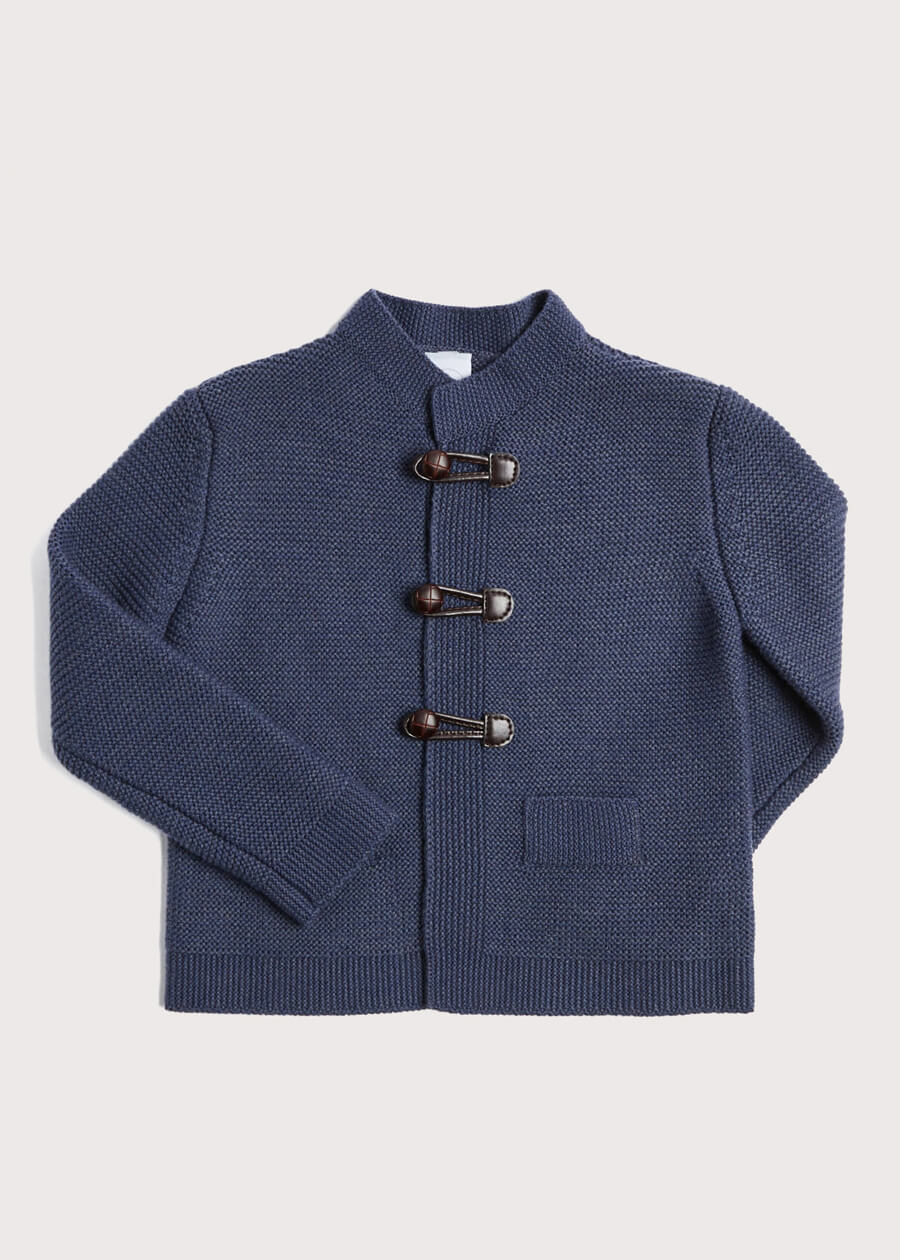 Toggle Fastening Knitted Cardigan in Blue (12mths-10yrs) KNITWEAR from Pepa London