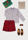 Polo Collar Thin Stripe Long Sleeve Shirt in Red (4-10yrs) Shirts from Pepa London US