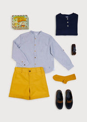 Pocket Detail Shorts With Turn-Ups in Mustard (4-10yrs) Shorts from Pepa London US