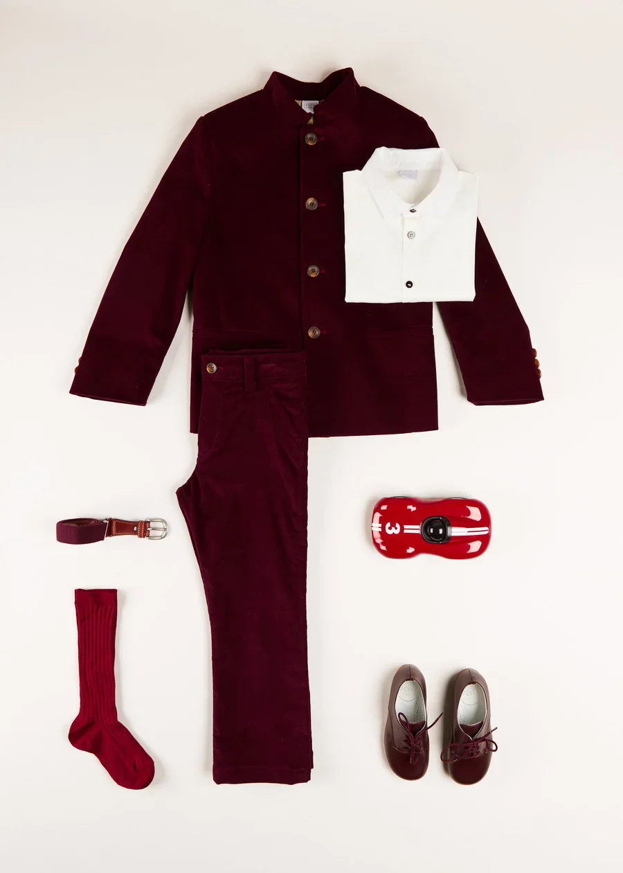 The Burgundy Velvet Jacket Boy Look LOOK from Pepa London US