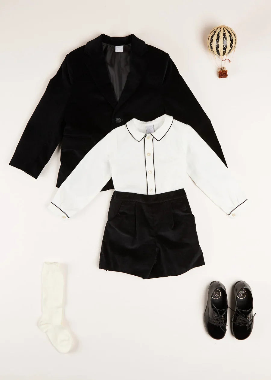 The Black And White Velvet Blazer Two Piece Boy Look Look  from Pepa London US