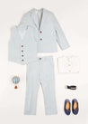 Plain Light Linen Suit Trousers in Blue (4-10yrs) Trousers  from Pepa London US