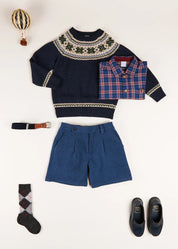 The Classic Navy Fair Isle Merino Wool Jumper Boy Look LOOK from Pepa London US