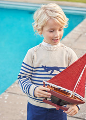 Multi Coloured Wooden Sailing Boat (Set Of 4) Toys  from Pepa London US