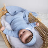 Openwork Contrast Dot Merino Wool Knitted Set in Blue (0-12mths) Knitted Sets  from Pepa London US