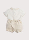 Baby Boy Celebration Beige Bloomers and Linen Shirt Set (12mths-3yrs) Sets  from Pepa London US