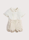 Baby Boy Celebration Beige Bloomers and Linen Shirt Set (12mths-3yrs) Sets  from Pepa London US