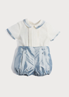 Baby Boy Celebration Blue Silk Bloomers and Linen Shirt Set (12mths-4yrs) Sets from Pepa London US