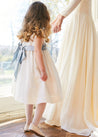 Sleeveless Ivory Flower Girl Dress with Blue Silk Sash (12mths-10yrs) Dresses  from Pepa London US