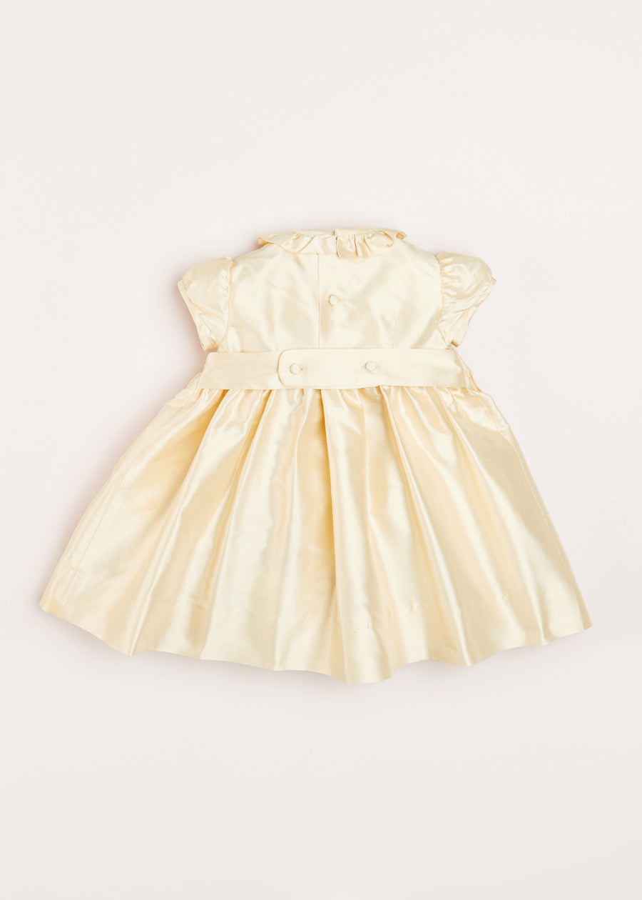 Girls Silk Hand Smocked Celebration Dress in Champagne (6mths-10yrs) Dresses from Pepa London US