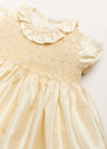 Girls Silk Handsmocked Celebration Dress in Champagne (12mths-10yrs) Dresses  from Pepa London US