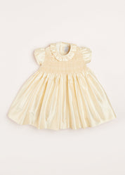 Girls Silk Hand Smocked Celebration Dress in Champagne (6mths-10yrs) Dresses from Pepa London US