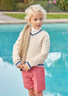 Cable Knit V-Neck Jumper in Cream (4-10yrs) Knitwear  from Pepa London US