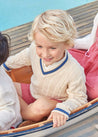 Cable Knit V-Neck Jumper in Cream (4-10yrs) Knitwear  from Pepa London US