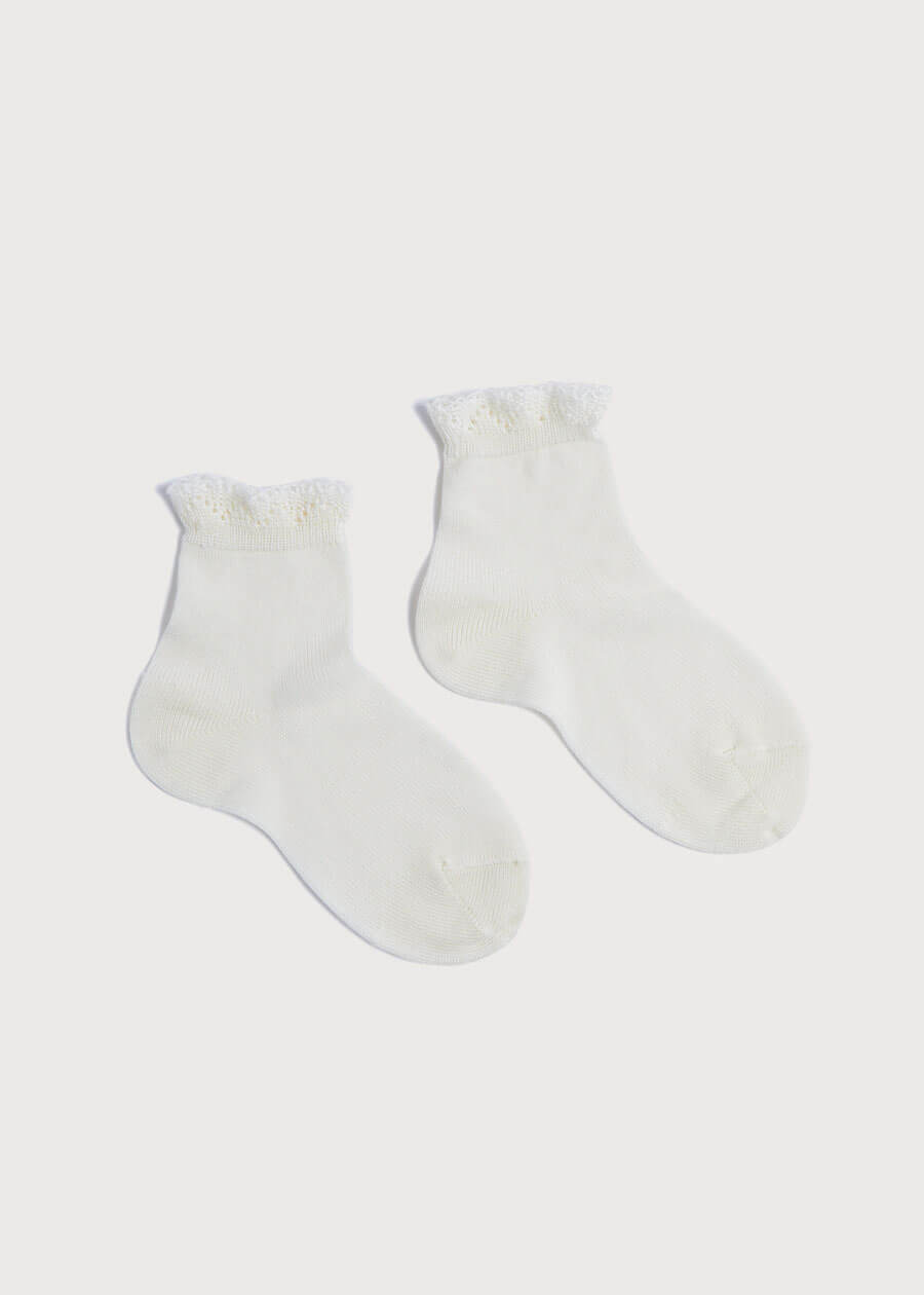Celebration Short Socks with Ruffle- Cream (0mths-10yrs) Socks from Pepa London US