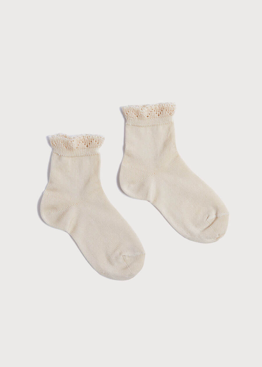 Celebration Short Socks with ruffle - Sand (0mths-10yrs) Socks from Pepa London US