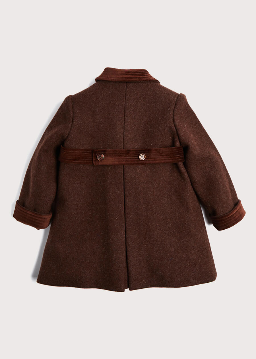 Traditional Double Breasted Coat in Brown (12mths-10yrs) Coats from Pepa London US