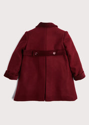 Traditional Double Breasted Coat in Burgundy (12mths-10yrs) Coats  from Pepa London
