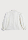 Mao Collar Romantic Blouse in White (12mths-10yrs) Blouses  from Pepa London