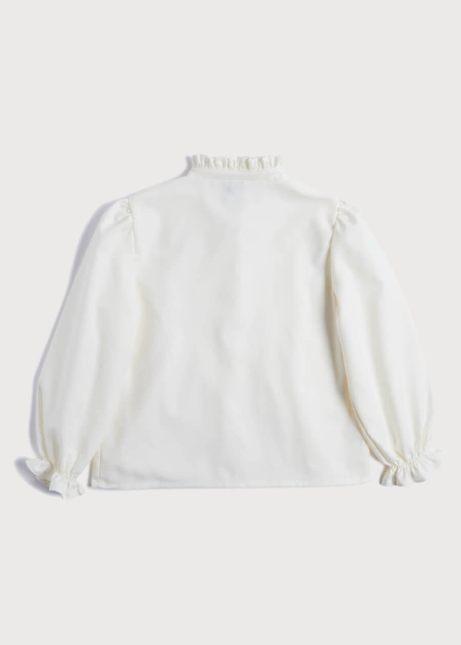 Mao Collar Romantic Blouse in White (18mths-10yrs) Blouses from Pepa London US