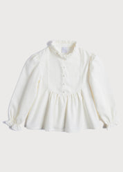 Mao Collar Romantic Blouse in White (18mths-10yrs) Blouses from Pepa London US