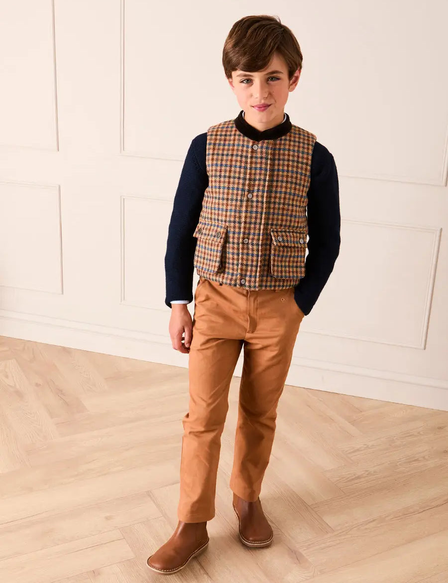 Plain Pocket Detail Trousers in Camel (4-10yrs) Trousers from Pepa London US