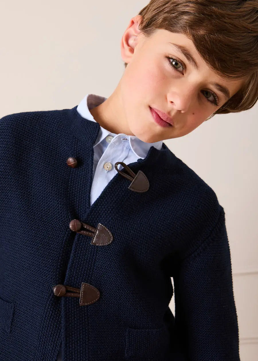 Toggle Fastening Cardigan in Navy (12mths-10yrs) Knitwear from Pepa London