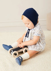 Ellis Liberty Print Hand Smocked Short Sleeve Shirt in Blue (6mths-4yrs) SHIRTS from Pepa London US