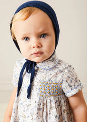 Ellis Liberty Print Hand Smocked Short Sleeve Shirt in Blue (6mths-4yrs) SHIRTS from Pepa London US